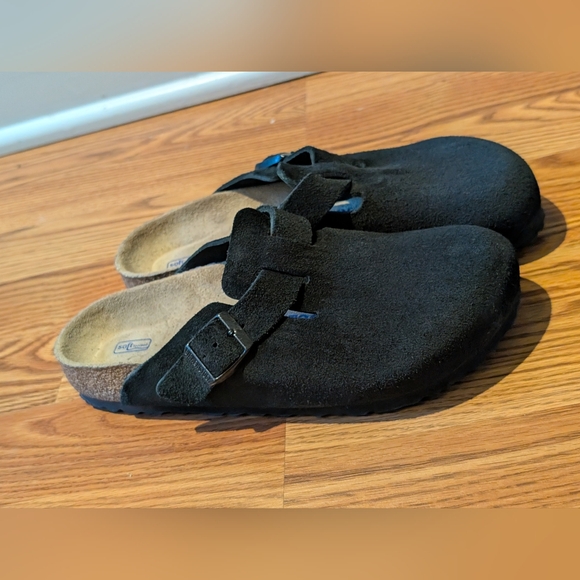 Birkenstock Boston Soft FootbedSuede Leather - Black - Picture 2 of 14